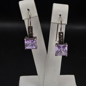 Elegant Purple Stone Drop Earrings